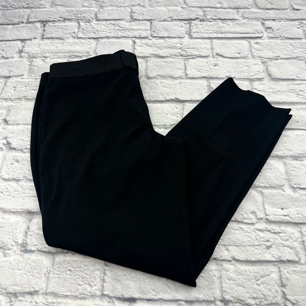 Ann Taylor Womens Black Straight Leg Dress Pants with Bow Detail Size 12